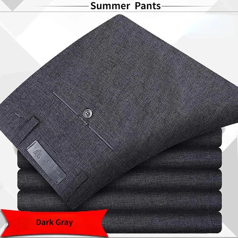 Autumn Summer Casual Pants Men Straight Formal Long Trouser Adult Solid Color Flat n Thick Suit Pant Business RIYBEOE 251028