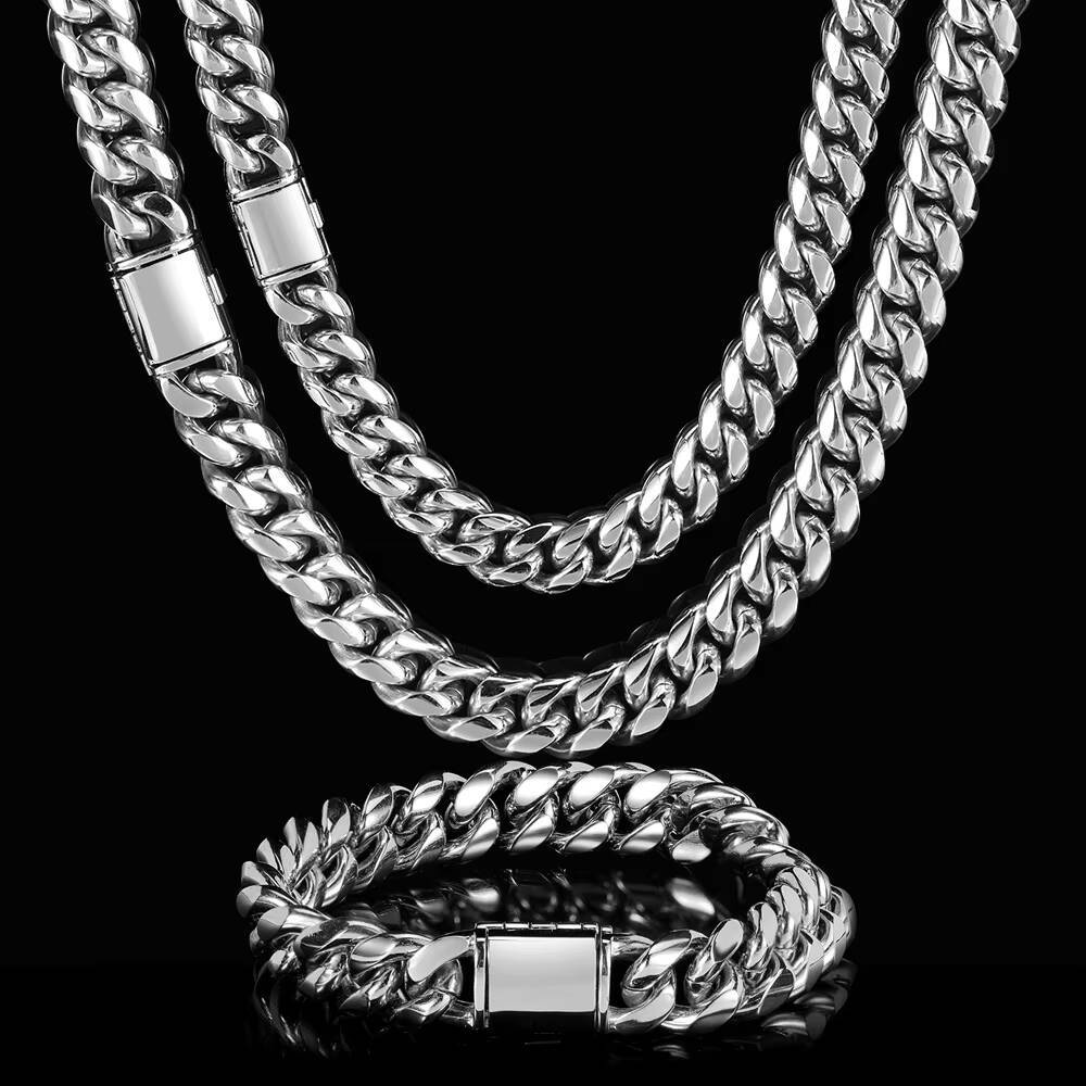 NUOYA 8101214mm 18k Gold Plated Stainless Steel Miami Cuban Link Chain Personalized Custom Necklace for Men Jewelry Designer's style