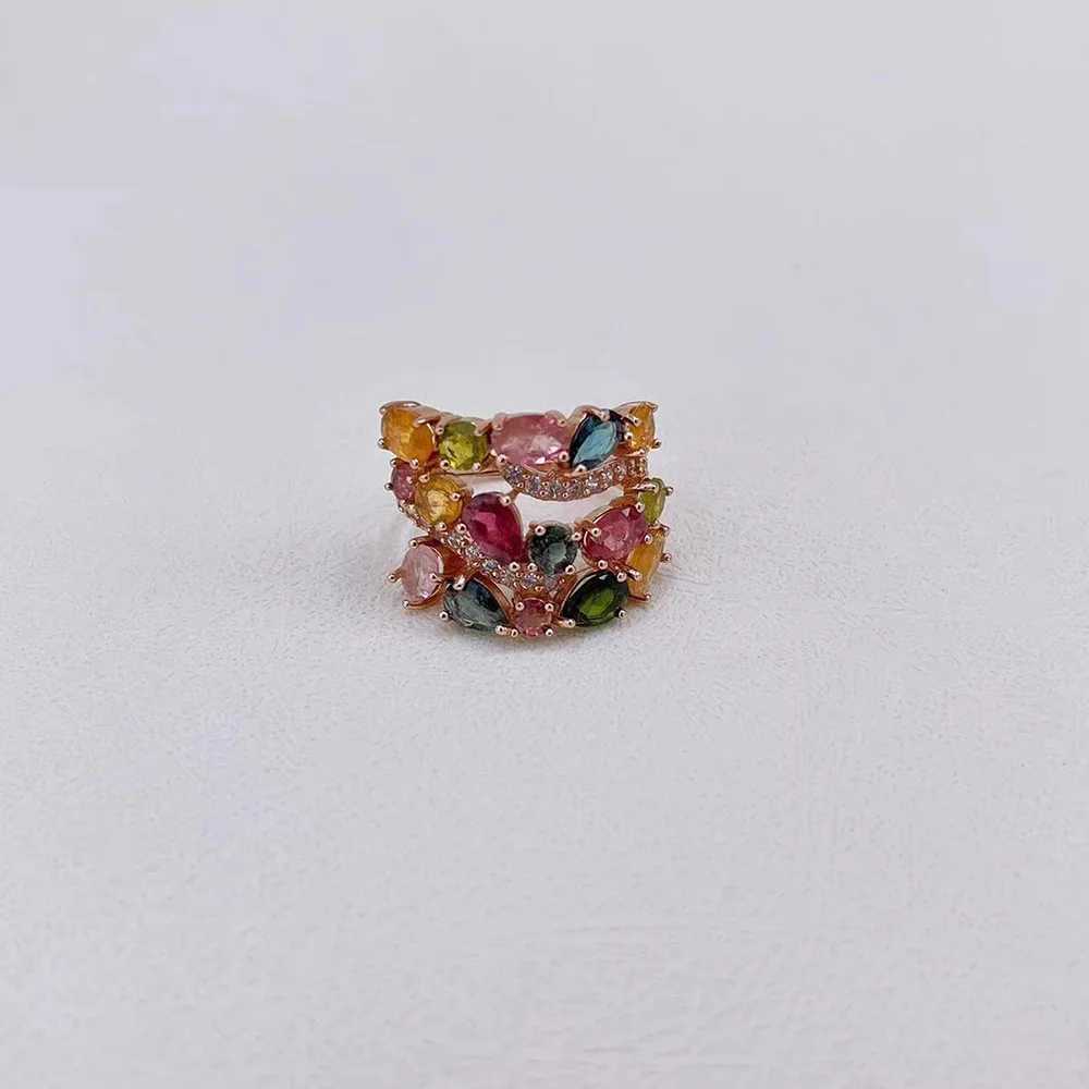 Rose Gold Color Rainbow Colorful Cubic Zirconia Ring for Women Luxury Wedding Pink Goold Finger Ring Vintage Party Jewelry GiftW251030