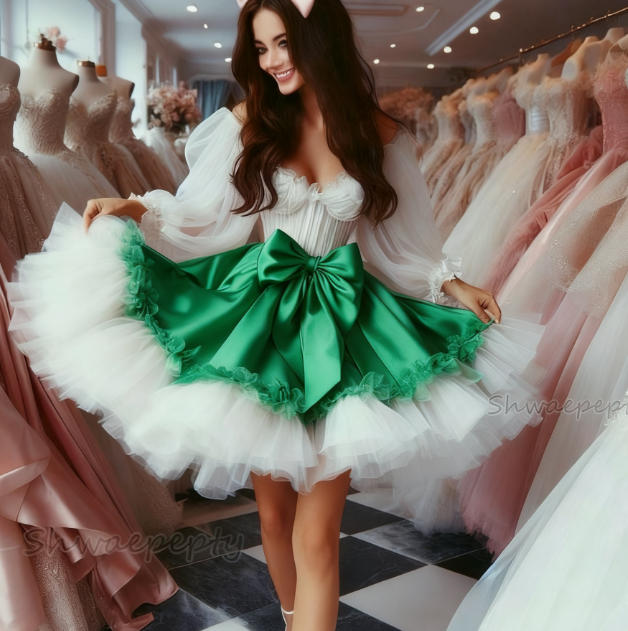 White And Purple Short Prom Dresses Long Sleeves Ruffles Ball Gown Lolita Party Dress 2026 Homecoming Dress Birthday Special Occasion Gowns