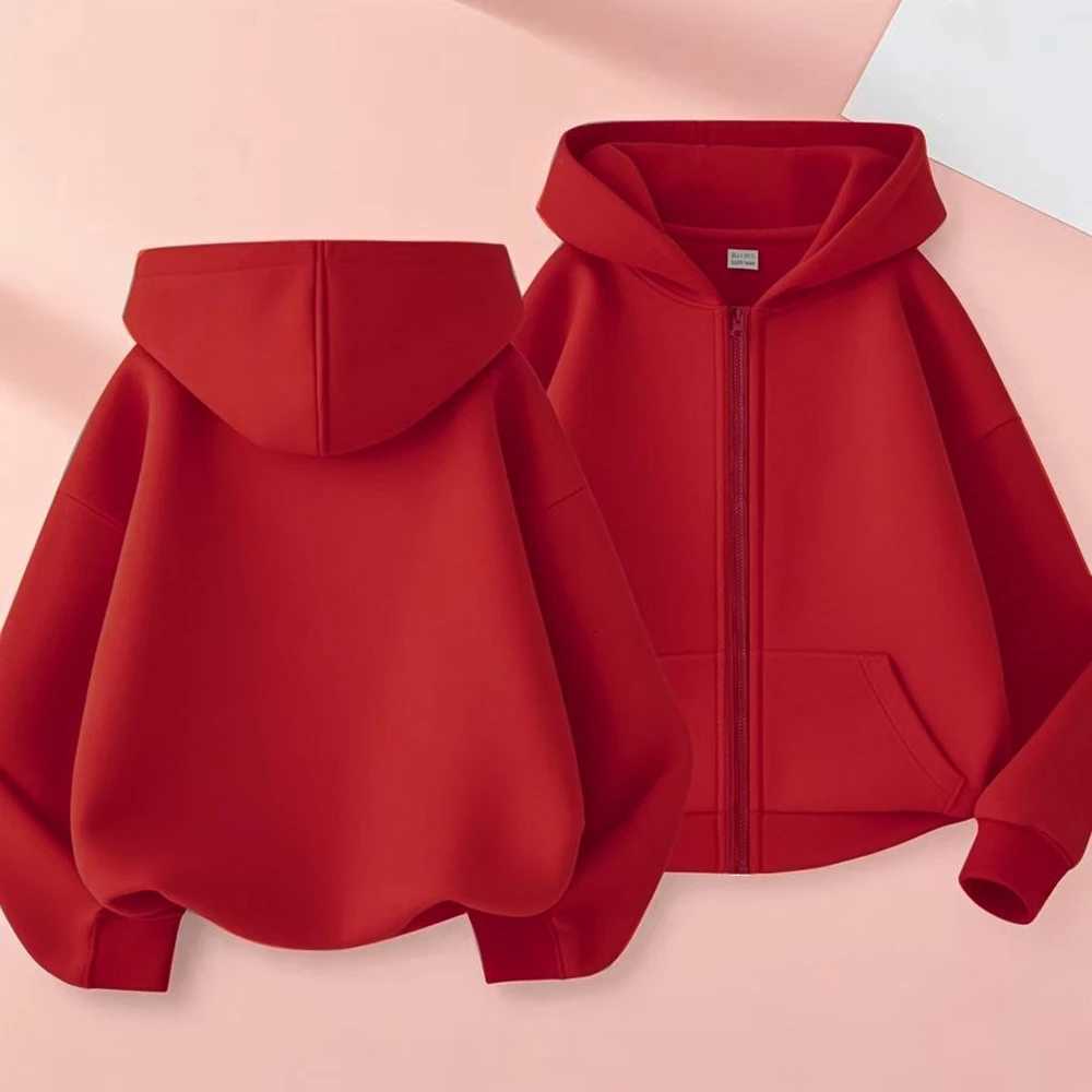 Fashion Zipper tops Children Boys Hoodies Girls red Hoodie Shirt Childrens Solid Color Hoodie cardigan Coat black pink AutumnT251030