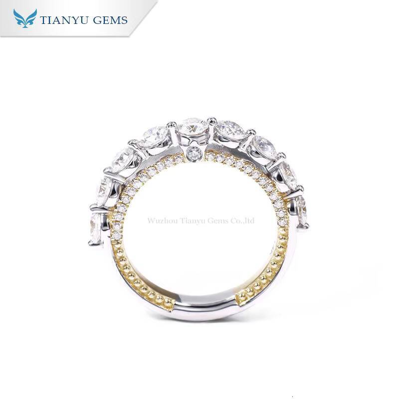 Tianyu Gems Lovely 37mm Round Cut Colorless Forever Moissanite Diamond Wedding Engagement Women Jewelry Ring Set Diamonds Ring