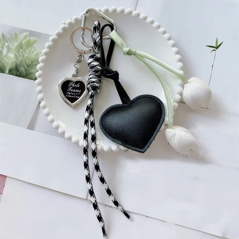 Charm Tassel Love Heart Creative Handmade Bowknot Keychain Cute Glossy Keychain Bag Accessories 251030