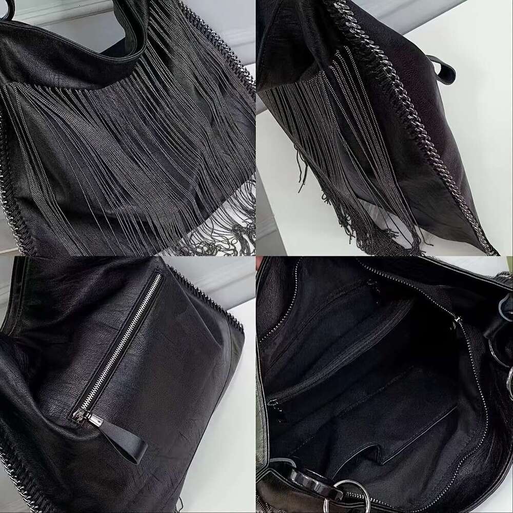 2025 New Fashionable Genuine Leather Tote Bag, Large Capacity, Vintage Style, Solid Color, Zipper Closure, Lining, Edge Paint, With Messenger Strap, F