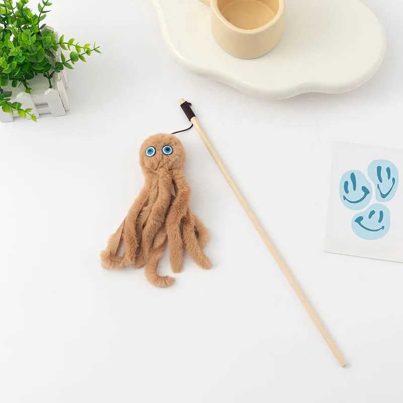 Octopus Plush Cat Stick Funny Pet Cat Toys Interactive Playing Toy For Cats Teaser Kitten Rod Wand Pet Accessories S251029{category}