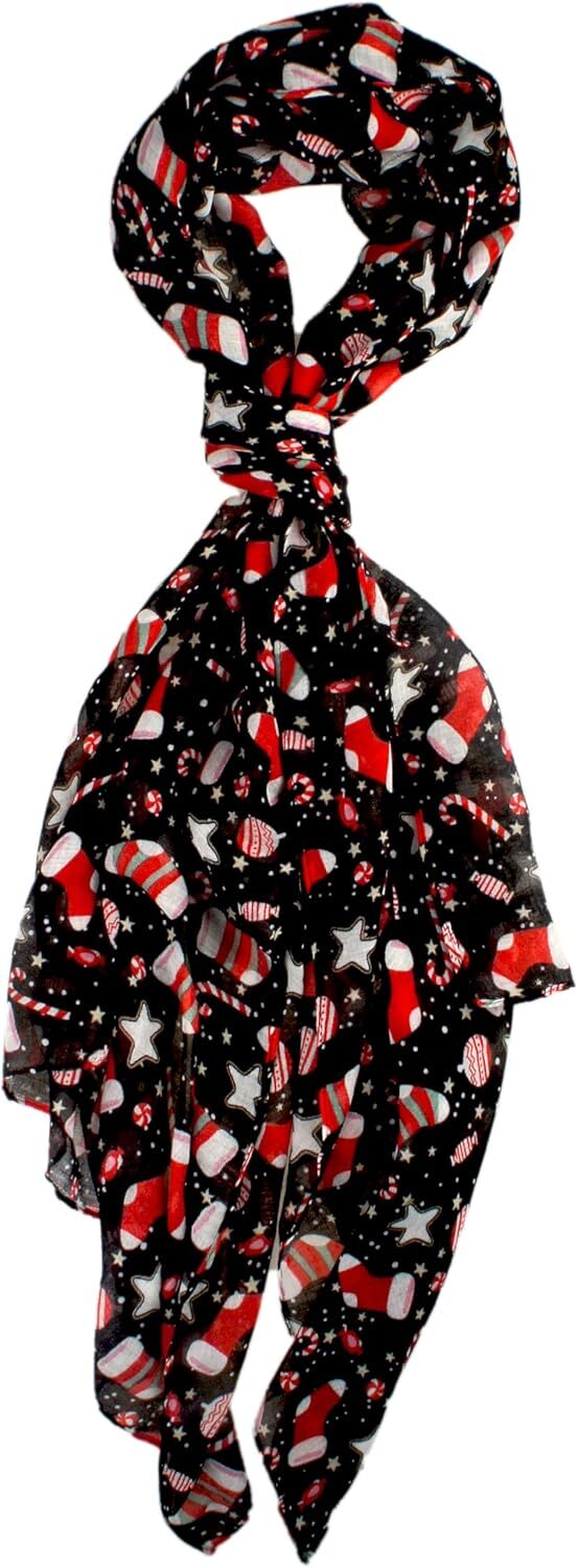 Custom Holiday Gift Packed Soft Lightweight Sheer Fall Winter Christmas Scarf for Women Girls