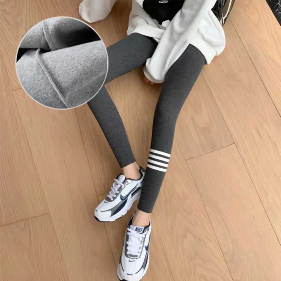 Autumn Winter High Waist Leggings for Women Four Stripe Design Slim Fit Thermal Pants Lifting Thermal Pants for Casual Wear J251030