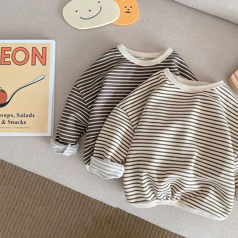 16Y Spring Autumn Stripe Kids Hoodie Classcial ONeck Girls Boys Bottoming Hoodie Sweatshirts Long Sleeve Children TshirtsT251030