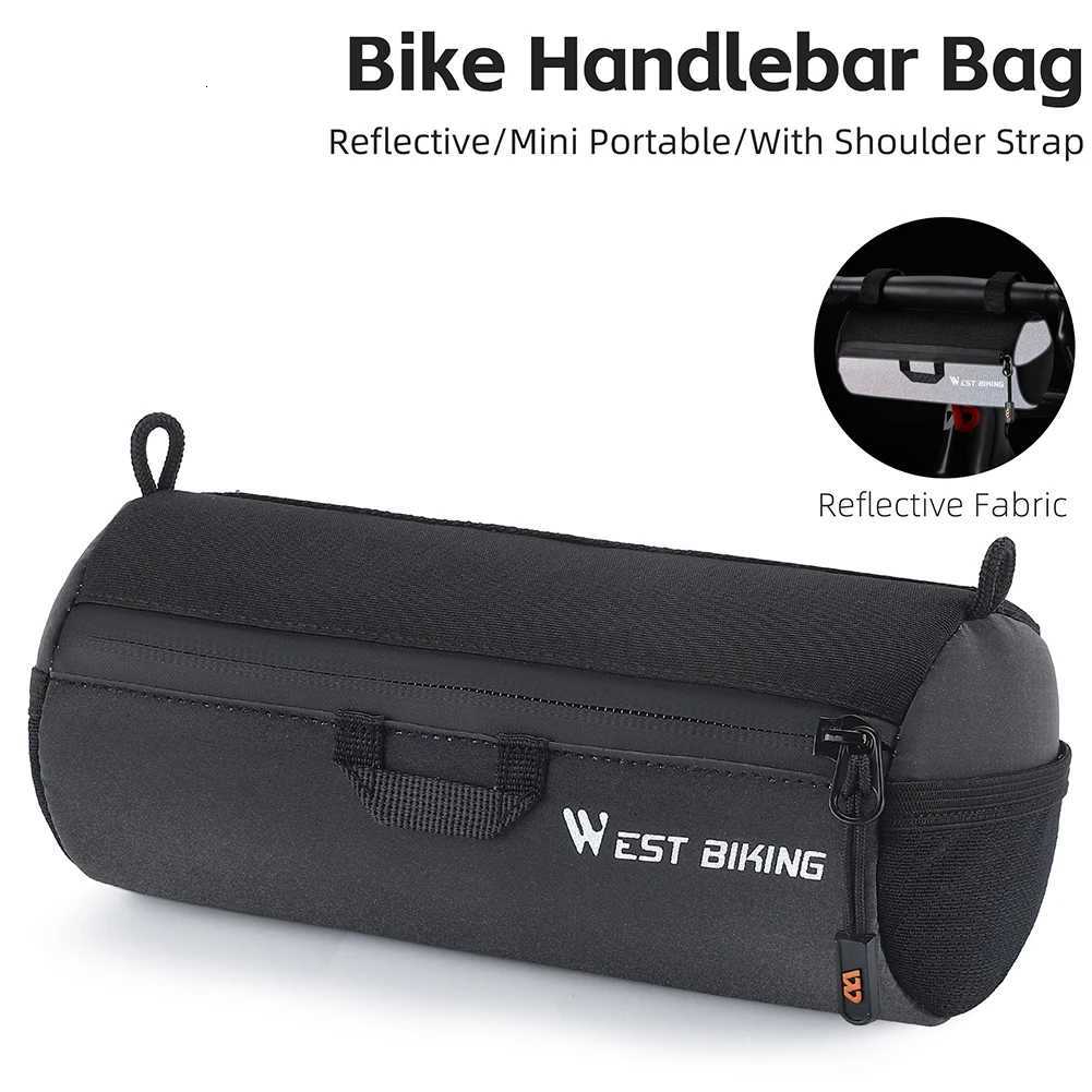 1L Bike Handlebar Bag Bike Front Tube Bag with Shoulder Strap Bike Front Frame Bag Multifunction for Mountain Road Bikes H251029