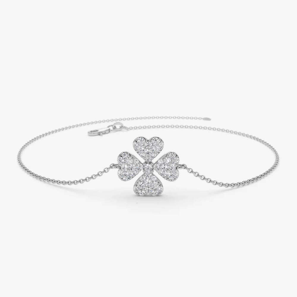 Four-Leaf Clover Micro-Paved Zircon Full Dia Bracelet Light Style Creative Personality Women's Jewelry New Fashion Accessories