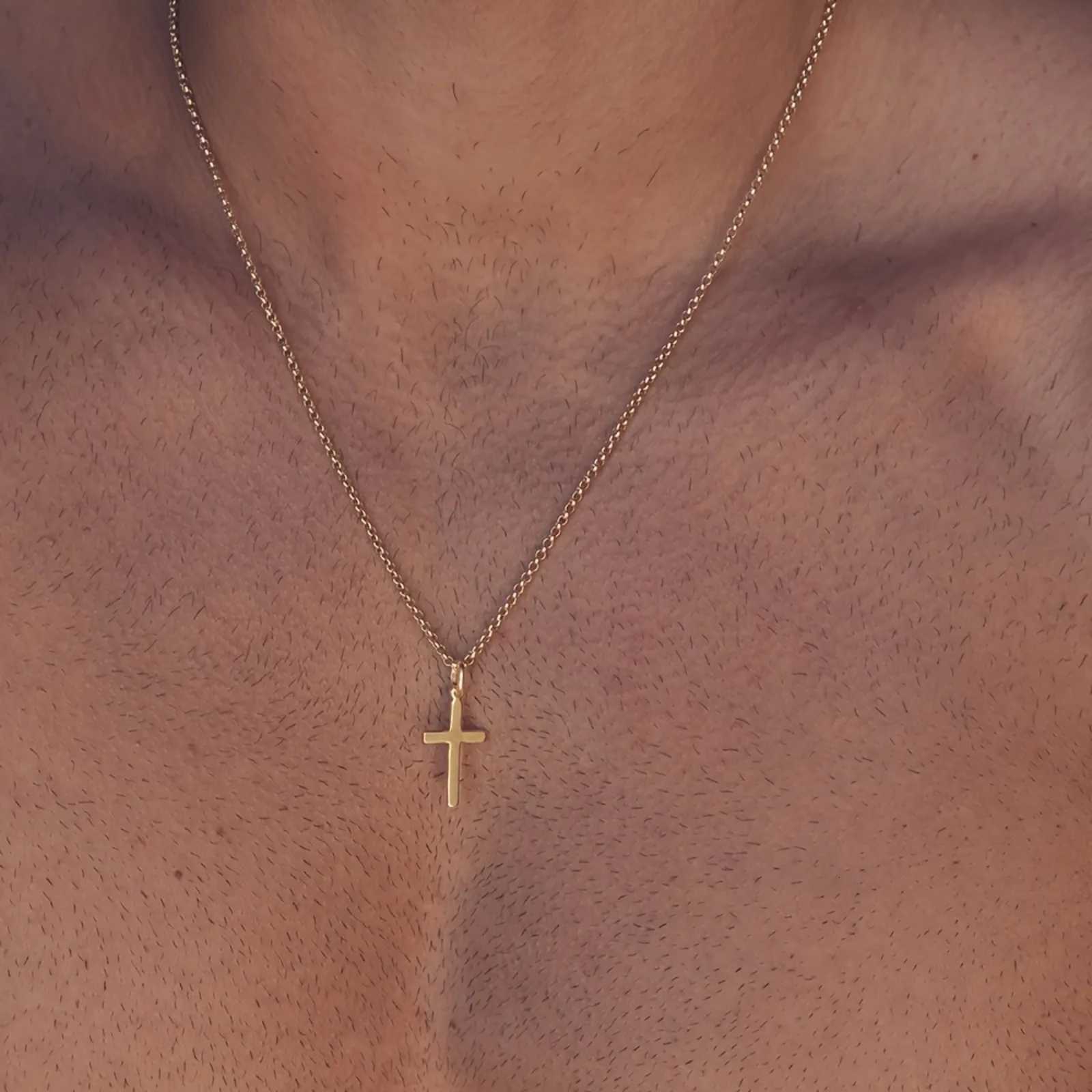 Mens Stainless Steel Cross Pendant Necklace 18k Gold Plated High Quality Christian Jewelry Gift for Christmas Birthday PartyXJ251030