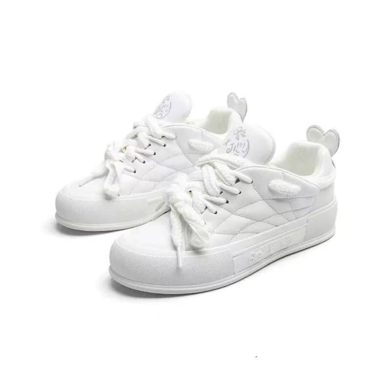 Jifffly x Q.VONTON women's versatile white thick-soled high-heeled casual sports plank shoes