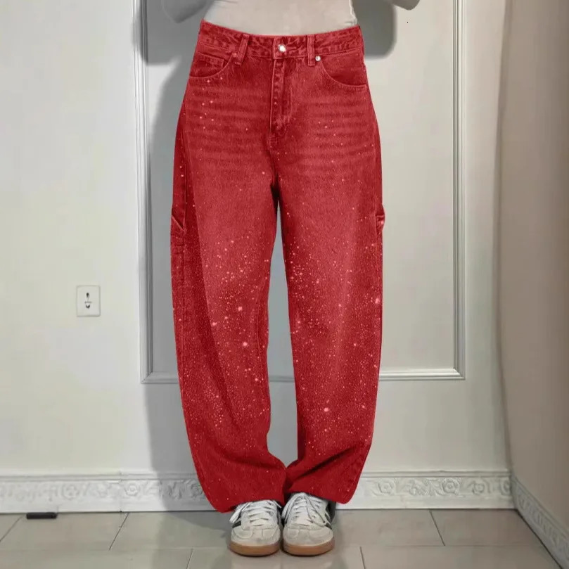 2025 style of diamond jeans casual trousers for women Y2K womens clothing personality fashion star street wear pants 251029