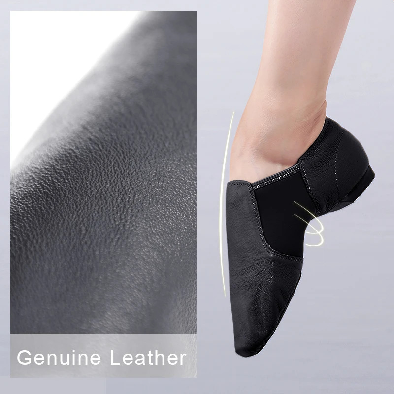 Genuine Leather Jazz Dance Shoes for Girls Women Tan Black Antiskid Sole Jazz Shoes Adults Dance Sneakers High Quality Jazz shoe 251023