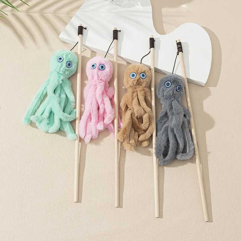 Octopus Plush Cat Stick Funny Pet Cat Toys Interactive Playing Toy For Cats Teaser Kitten Rod Wand Pet Accessories S251029{category}