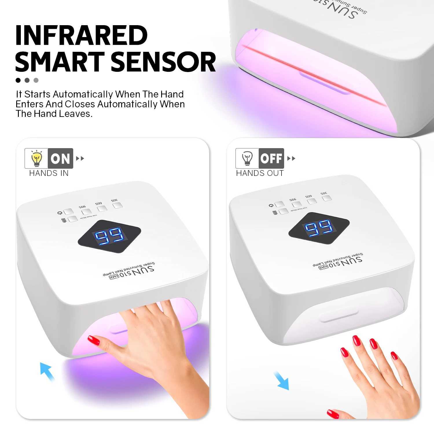 168W UV LED Nail Lamp Rechargeable Nail Dryer with Large LCD Display Professional Gel Curing Lamp 4 Timer Auto Sensor for Salon L251030