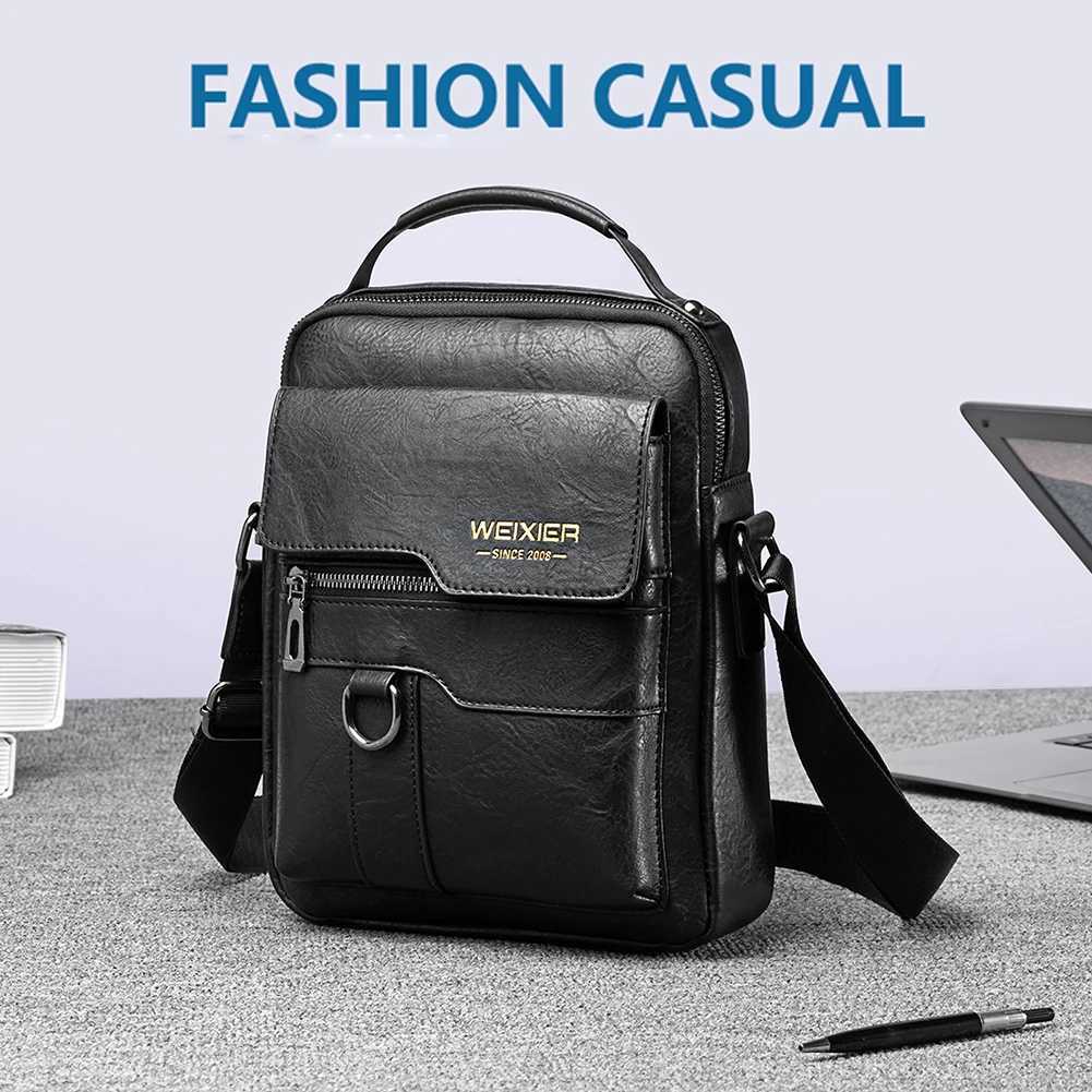 Mens Genuine Leather Crossbody Shoder Bags Vintage PU Men Handbag Tote Casual Business Man Messenger Bag Leather Fanny Pack Y251011