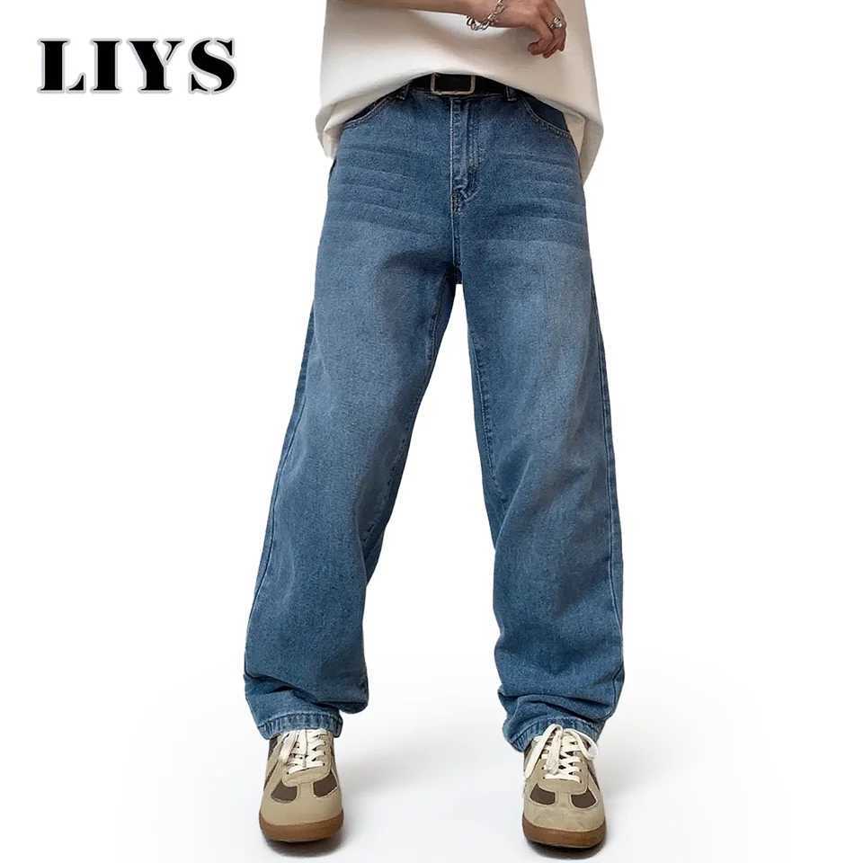 Male Classic America Hip Hop Rap Jeans Wide Leg Youth Popular Jeans Men Straight Leg Retro Loose Trousers Autumn Denim Pants J251030
