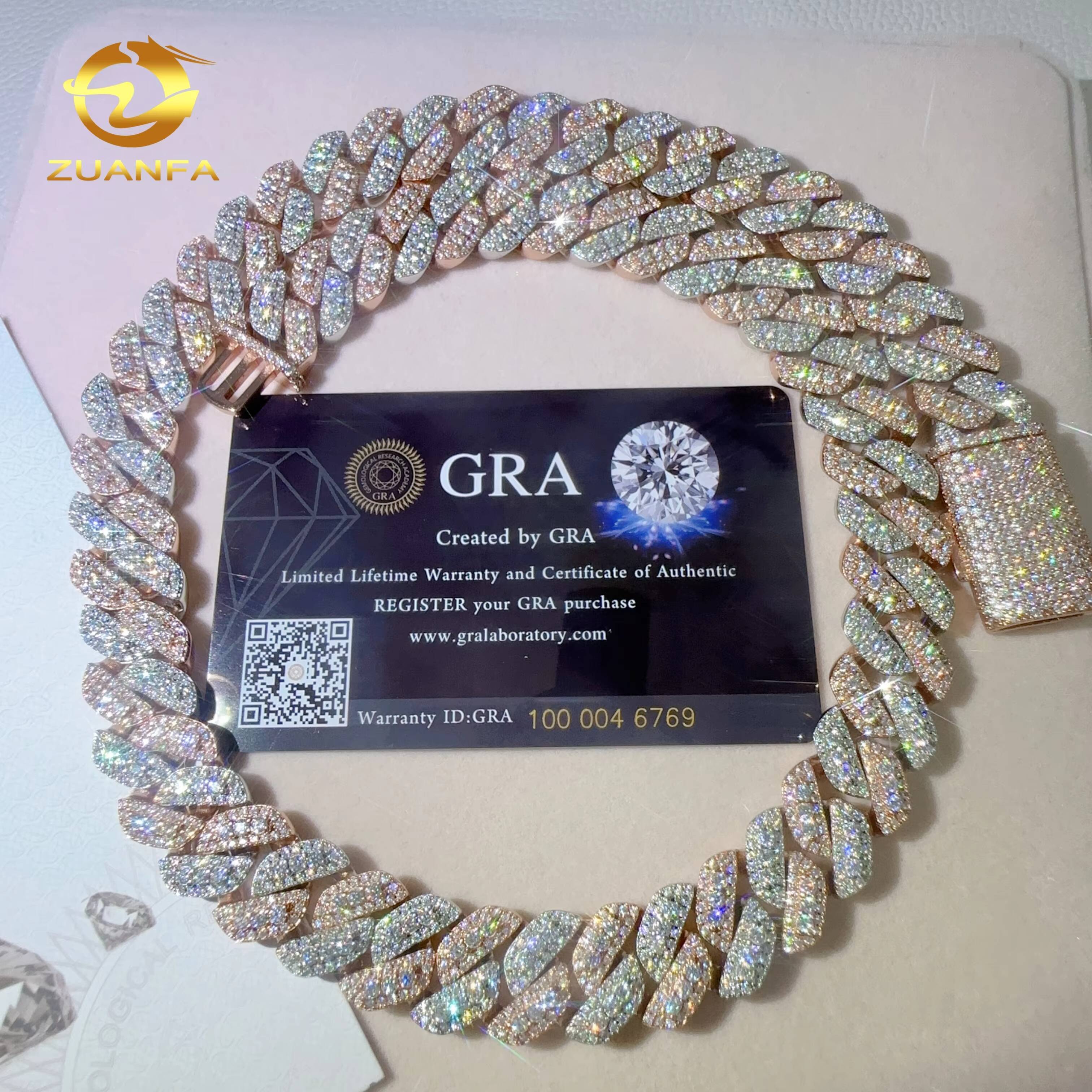 13mm Custom VVS Moissanite 925 Sterling Silver Fashion Jewelry Hip Hop Luxury Iced Out Cuban Chain Necklace