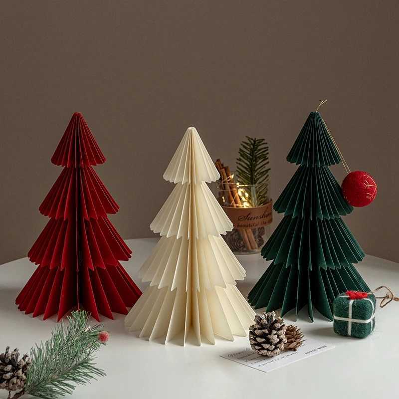 Paper Christmas Tree Ornaments 3D Honeycomb Christmas Tree Decorations Folded Paper 2026 Xmas New Year Desktop Arrangement Decor C251030