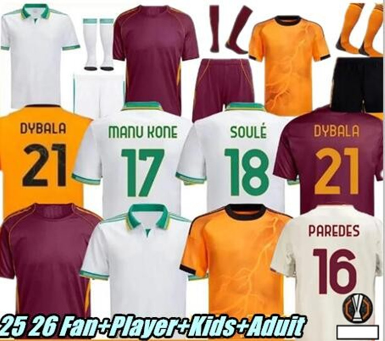 25 26 Rome soccer jersey football shirt KIT ROMA ABRAHAM PAREDES DYBLA MANCINI E. LE FEE ZALEWSKI EL Roma DYBALA SHAARAWY ROME men kids