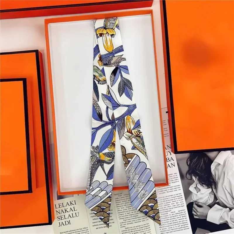 100 Silk High Quality Luxury Brand Scarf Women Headband Hair Band Foulard Tie Ribbon Neckerchief Skinny Scarves AccessoriesW251029