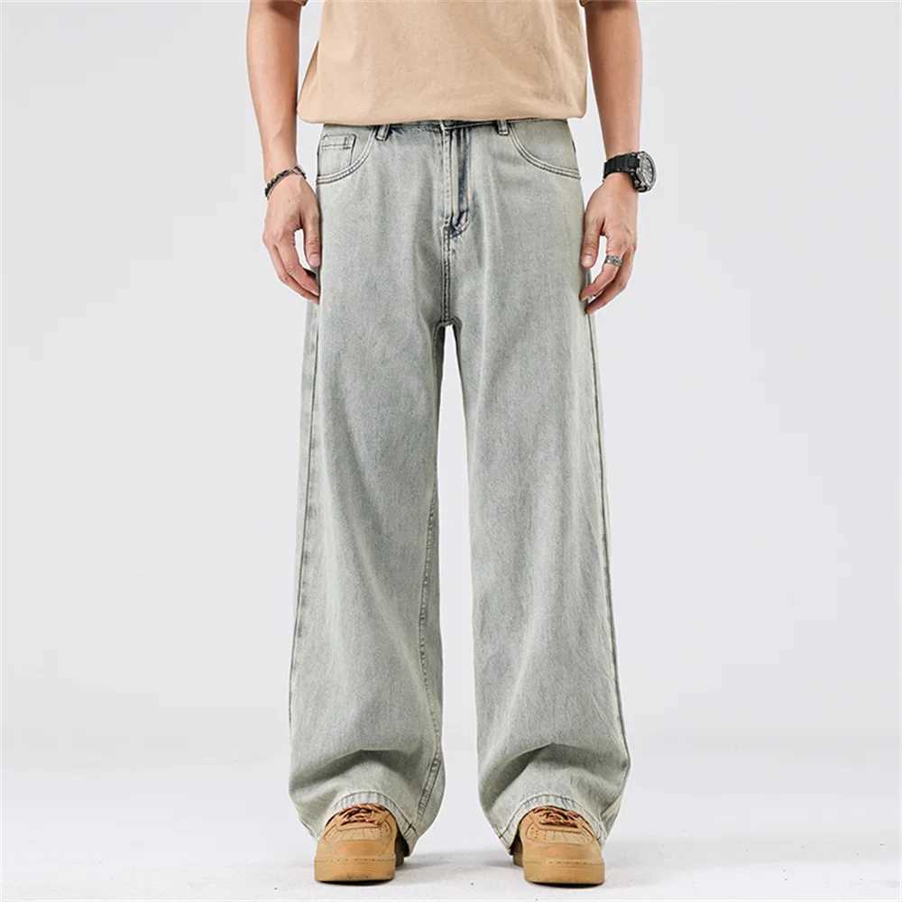 Mens 2025 New High Quality Baggy Jeans Korean Fashion Quickdrying Breathable Jean Pants Mens American Retro Wideleg Trousers J251030