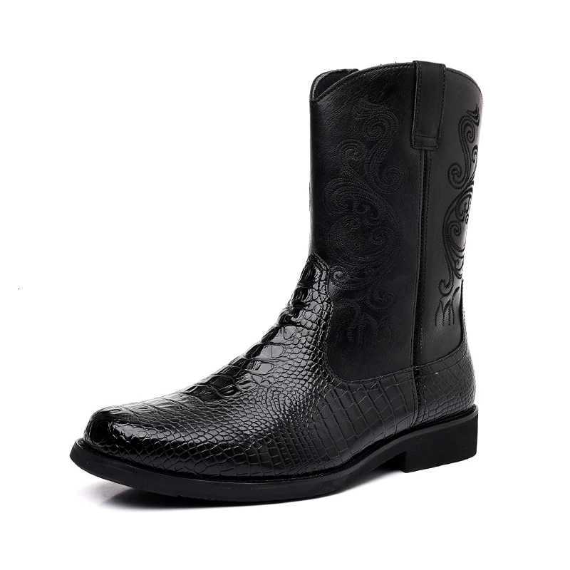 Classic Mens Boots Retro Cycling Boots Mens Leather Embroidered Motorcycle Boots Mnes Essential for Going Out on The Street Z251029