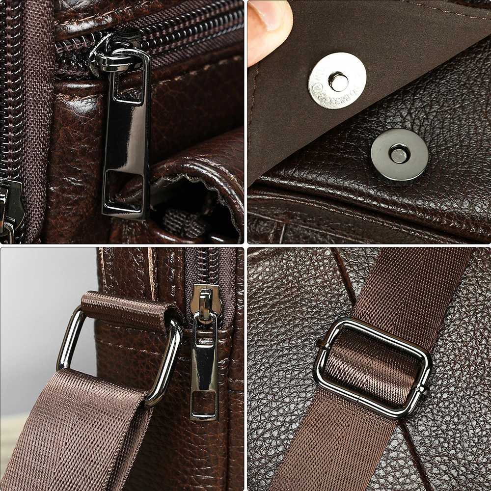 WAL M Leather Crossbody Messenger Bags 97inch Tablet Bag Top Handle Handbag Purse Men Genuine Leather Shoder Bag Y251011