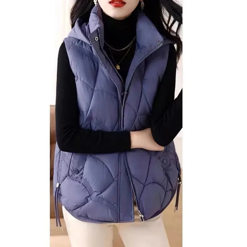 Autumn Winter Down Cotton Vest Jacket Women 2025 Sleevele Parkas Thicken Warm Vest Coat Female Waistcoat Overcoat Ladies Tops 251024