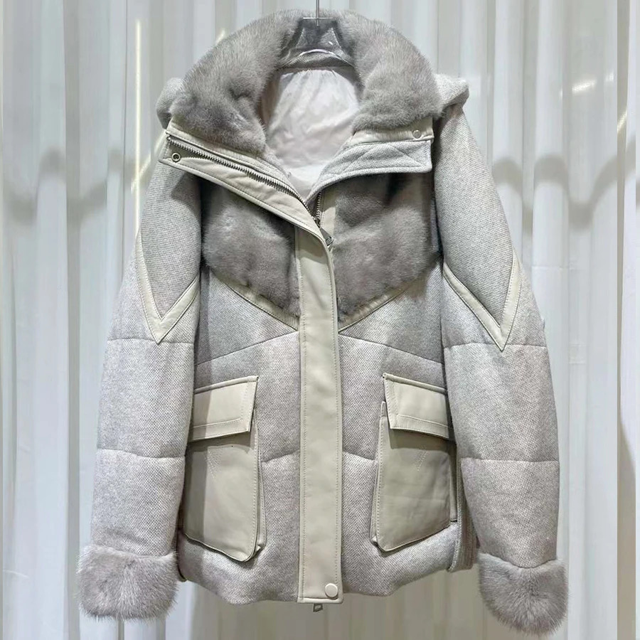 Cashmere Mink Fur Down Coat Fur Coat With Hood Womens Winter Jacket Cropped Goose Down Jacket Arrivals 251023