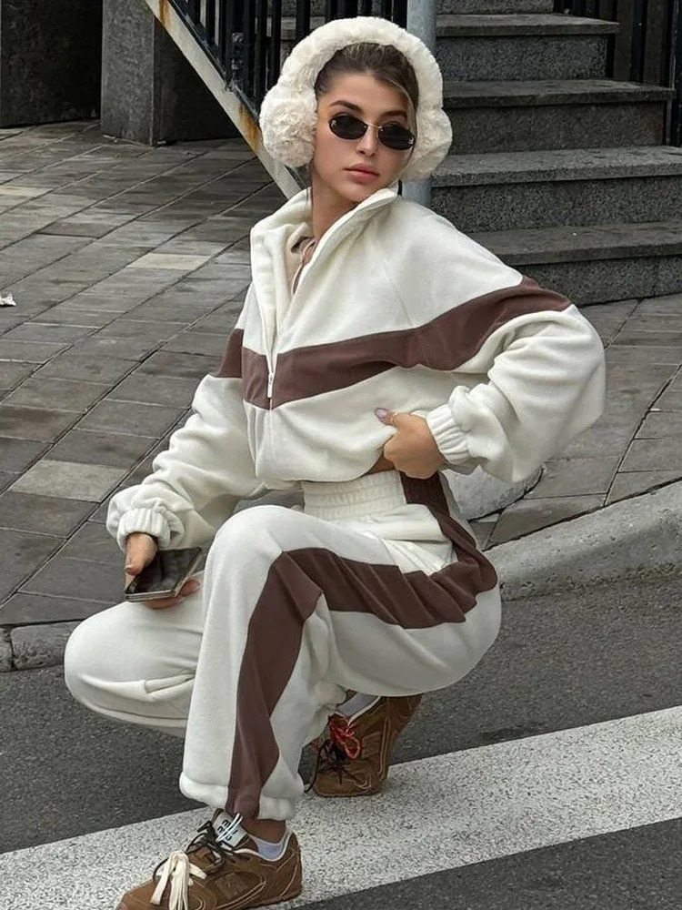 Autumn Winter Two Piece Sets Pant Set Tracksuit Women Jogger Y2k Sweatshirts Sports Elastic Waist Streetwear Pants Matching Sets 251029