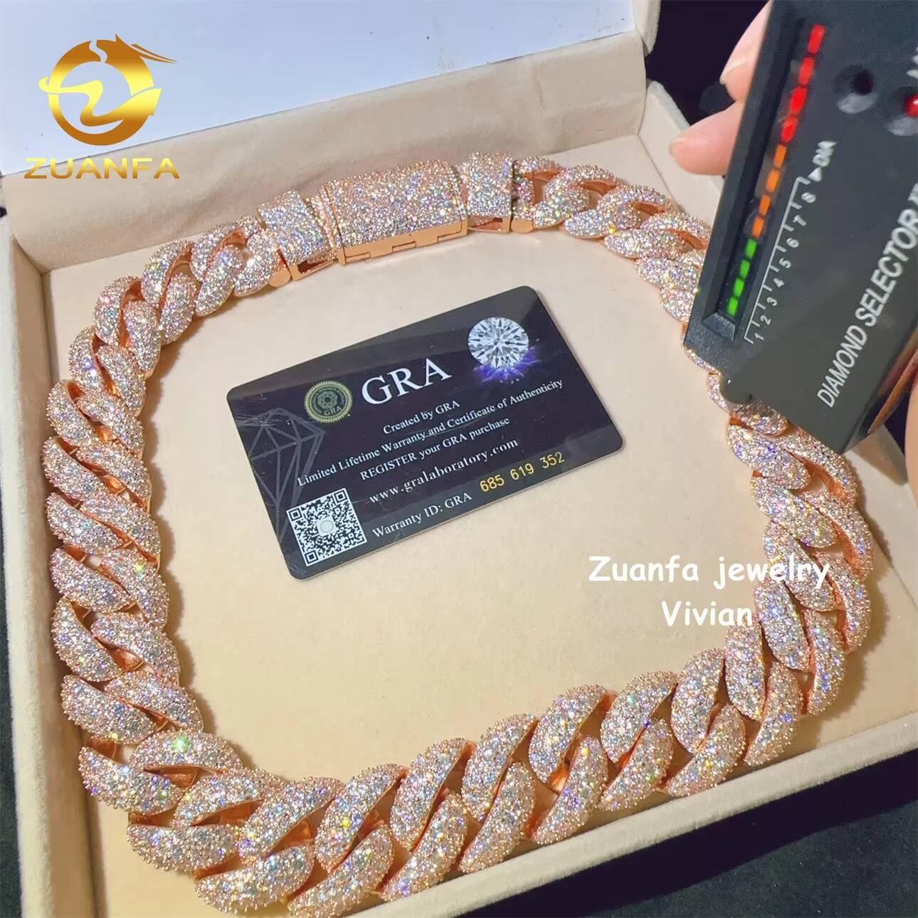 Luxury 23mm VVS Moissanite Diamond Hip Hop Fine Jewelry Miami Cuban Link Chain Miossanite Iced Out Necklace