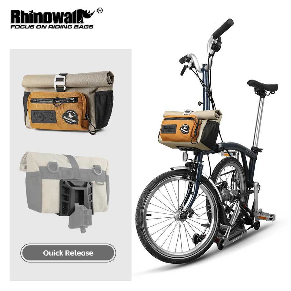 Rhinowalk Bike Handlebar Bag 4L Quick Release For Brompton Folding Bike Front Tube Basket Bag With MOLLE System Urban Cycling H251029