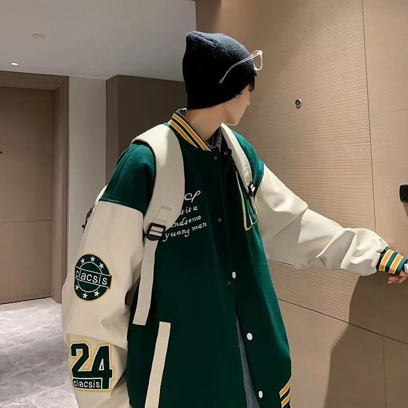 Mens Casual Jackets Embroidery Baseball Uniform Trendy Splicing Jacket Lightweight Men Couple High Street Motorcycle Coat 251028
