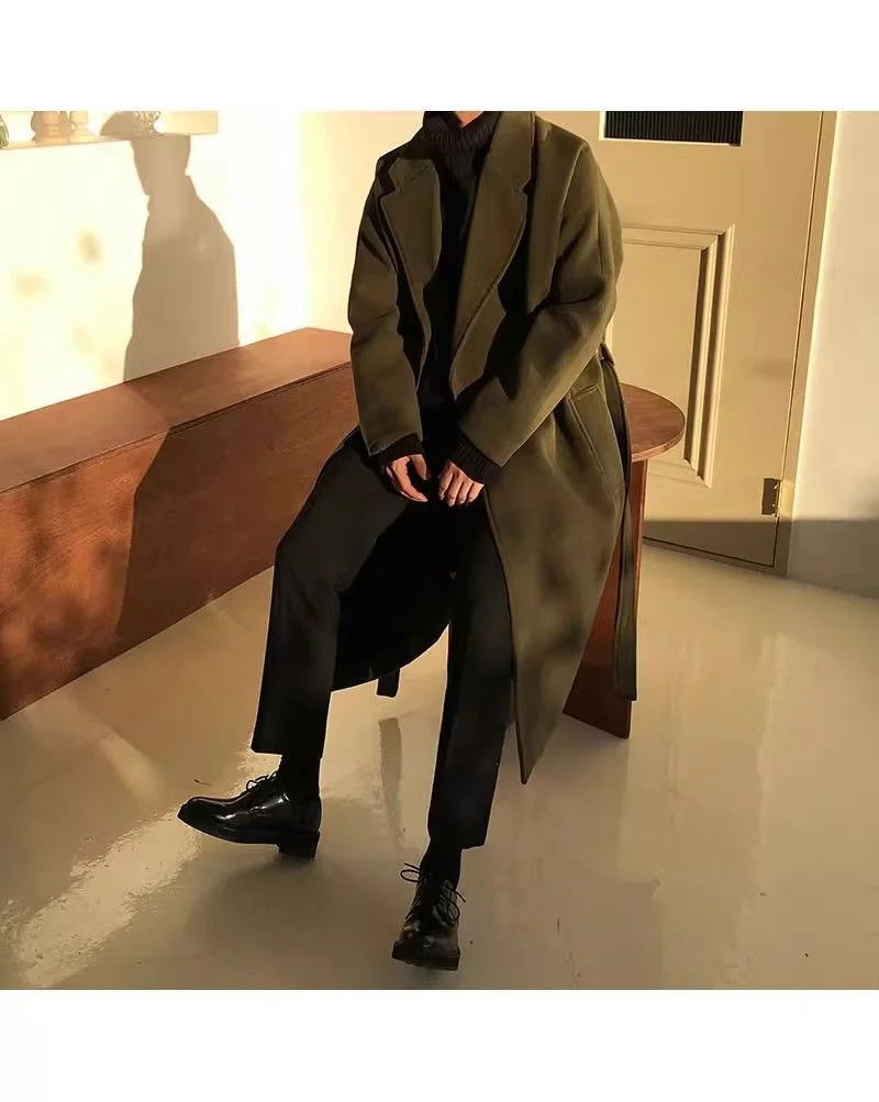 Mens Woolen Coat Medium to Long Korean Edition Trendy Spring And Autumn Thick Premium Wind 251029