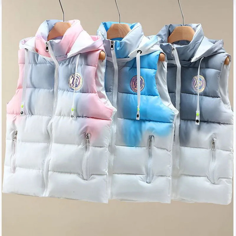 Autumn Winter Light Thin Standing Collar Down Cotton Vest Womens Slim Fashion Sleeveless Warm Gradient Waistcoat Female 251029