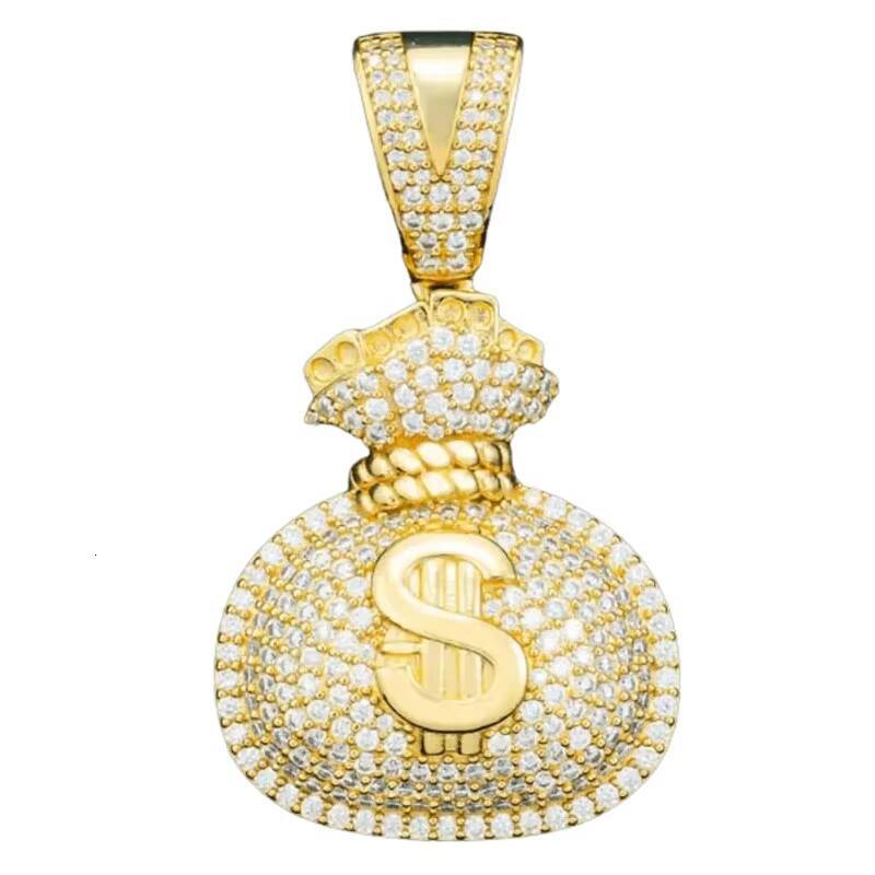 New Hip Hop Jewelry Pass Diamond Tester 925 Sterling Silver Bling Iced Out GRA VVS Moissanite Money Bag Pendant for Men Women