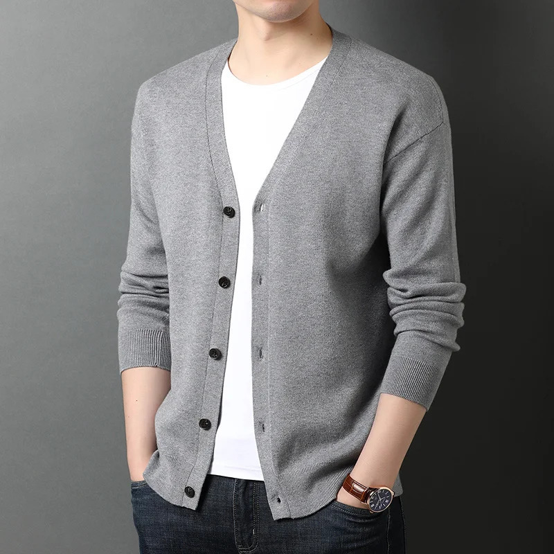 Top Grade Autum Fashion Knitted Men Cardigan Sweater Woolen Korean Casual Coats Winter Jacket Mens Clothing 2025 251017