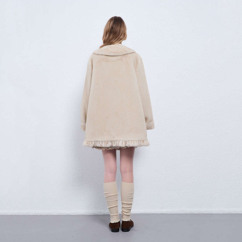 Cloud Wool Light French Vintage Doll Collar Pom-Pom Faux Fur Fluffy Coat Women Autumn Winter Leather Jacket New Style