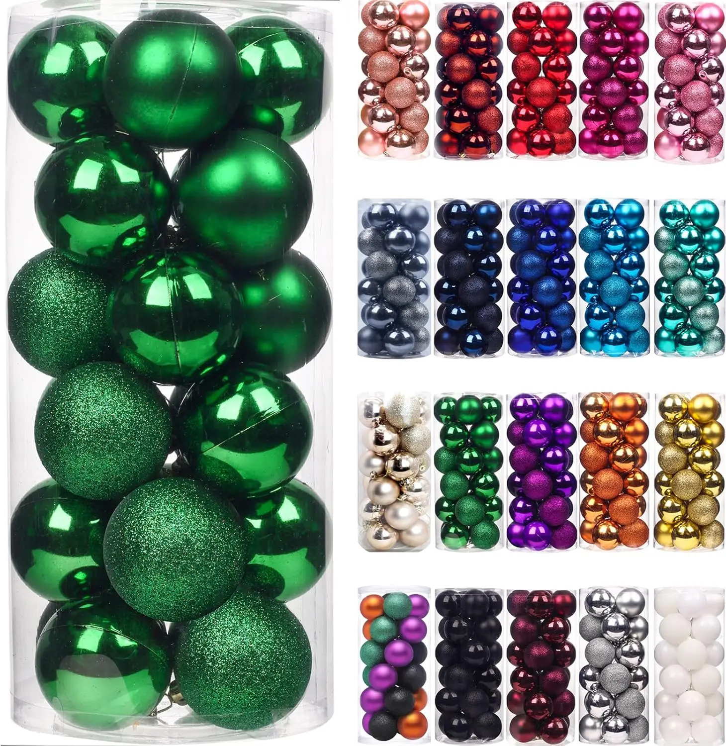 Christmas Balls Ornaments 24Pc Green Colorful Shatterproof Tree Decoration 3060MM Hanging Ball for Xmas Party Wedding 251028