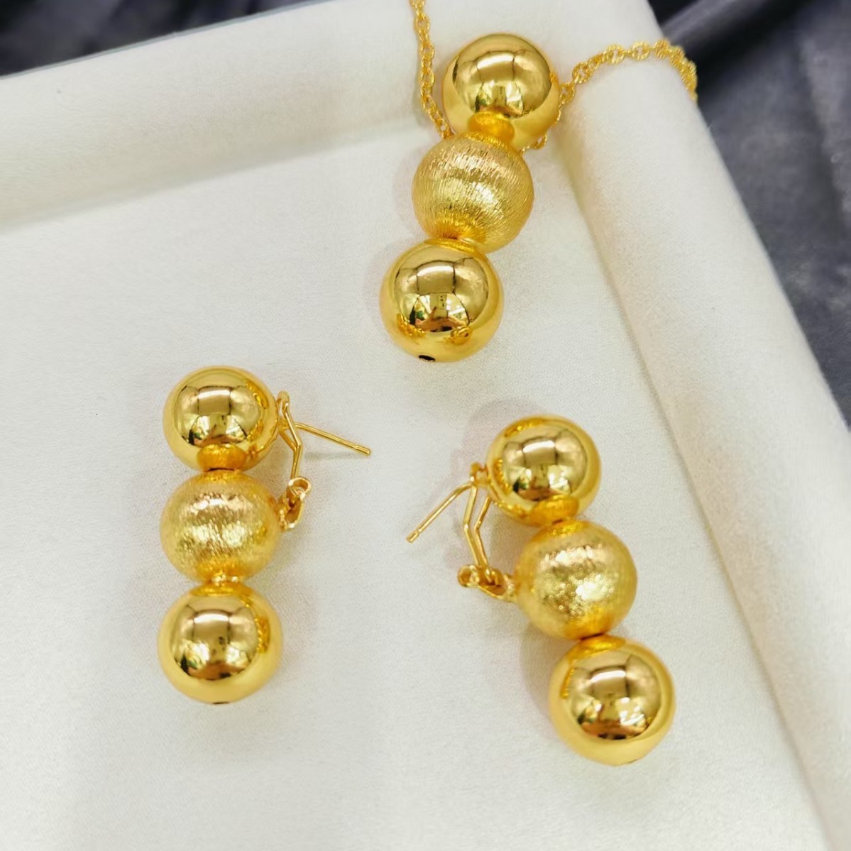 18K gold-plated jewelry set round bead earrings necklace African Dubai pendant earrings fashion Italian jewelry gifts 240927