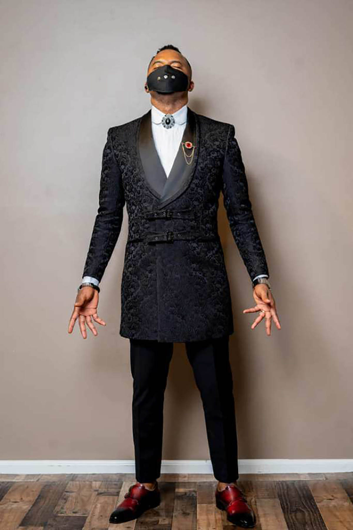 Fashion Floral Pattern Men Tuxedos Customized Mens Suits 2 Pieces Sets Bridegroom Wide Shawl Lapel Party Wedding