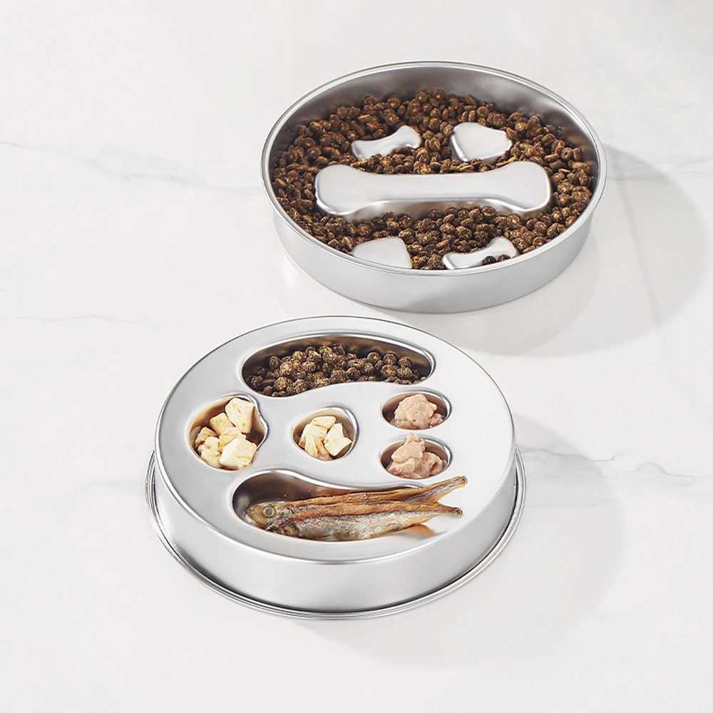 1 PC Stainless Steel Antichoking Dog Slow Feeder Doublesided Dualuse Feeder Bowl Nonslip Dog Food Bowl Drinking Basin J251113