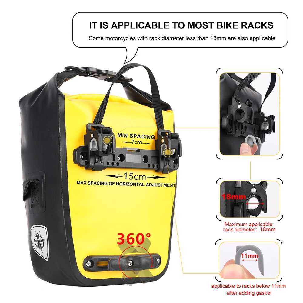 Rhinowalk Bicycle Bag Waterproof Bike Pannier Bag 710L Portable Cycling Rear Seat Trunk Bag MTB Bike Accessories Luggage Carrie H251029