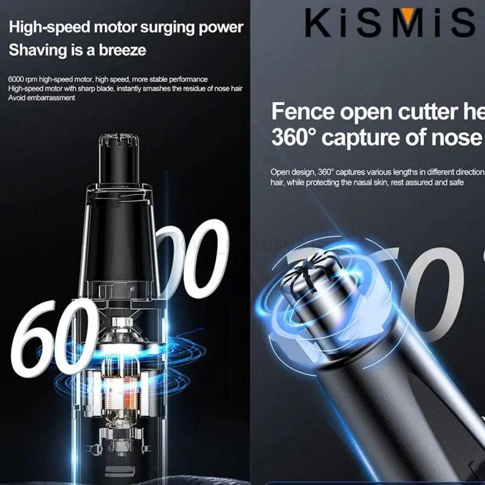 KISMIS 2IN1 USB Rechargeable Trimmer For Nose And Ear Hair Metal Shaver Electric Shaver Trim Nose Hair For Women And Men Z251030