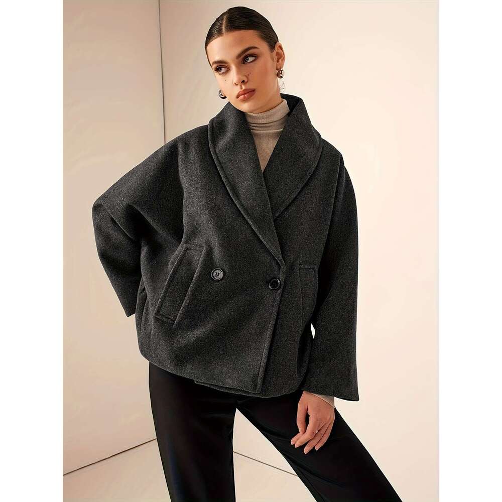 Women S Minimalist French Tweed Coat Elegant Dual Row Buttons Structured Shouldered Long Sleeves Hine Washable Office Formal Everyday Chic Sophisticat