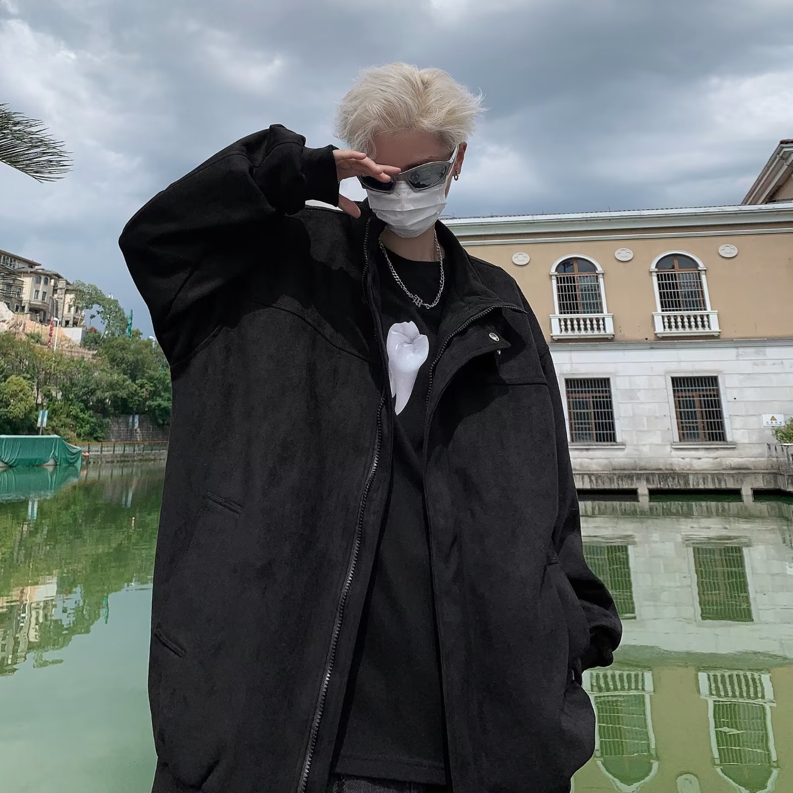 2025 Spring And Autumn Designer Coat American Style Men's Casual Jacket With Unique Design Loose Fit Stand Collar Jacket