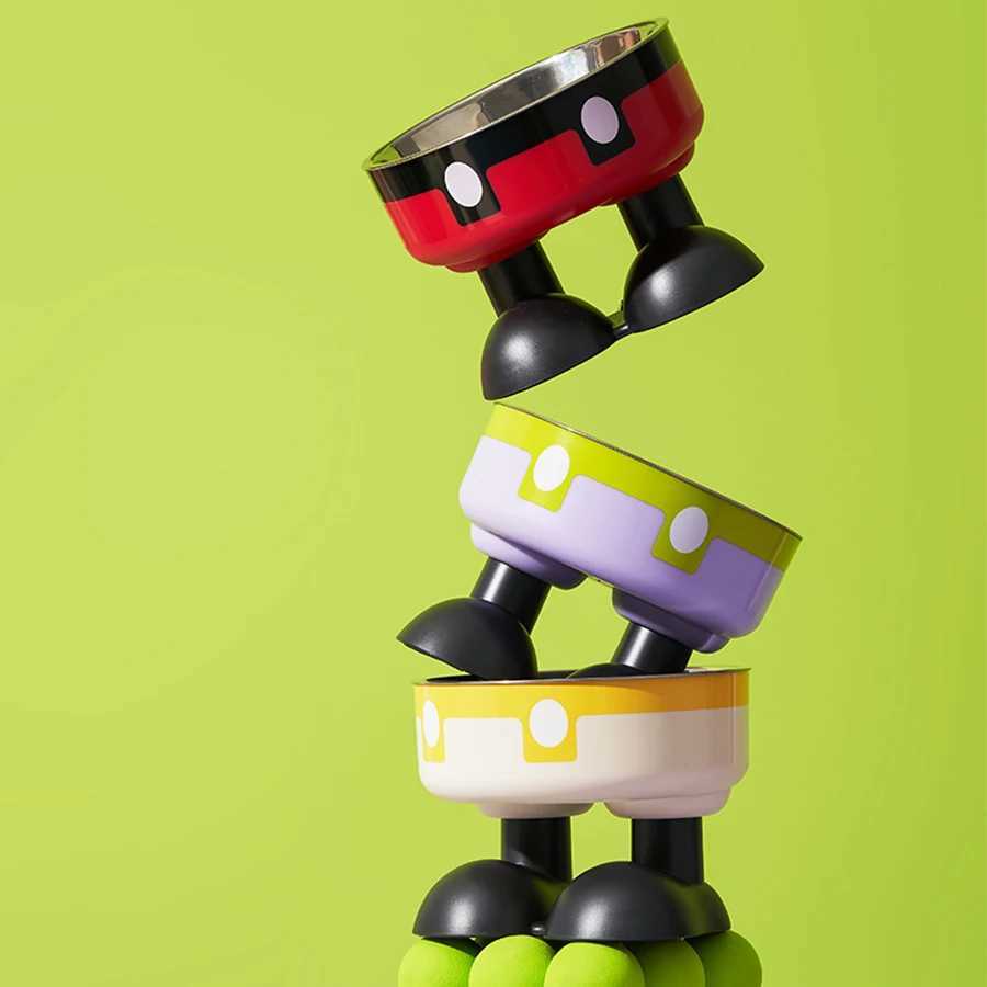 Pet stainless steel bowl anti slip large capacity dog bowl cat high footed bowl neck protection pet bowl anti knock cat bowl J251113