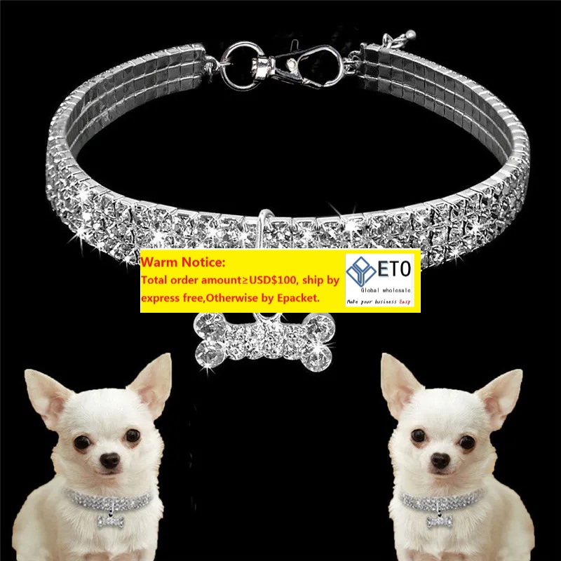 Bling Rhinestone Pearl Necklace Dog Collar Alloy Diamond Puppy Pet Collars For Little Dogs Mascotas Dog Accessories ZZ